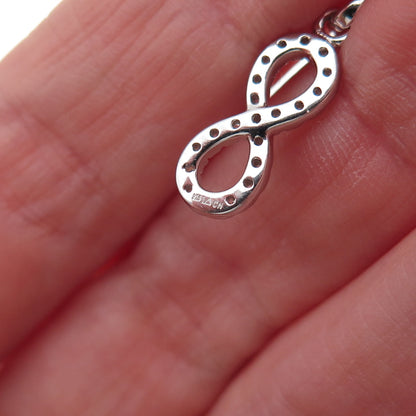925 Sterling Silver Real Diamond Number 8 Infinity Cable Chain Necklace 18"