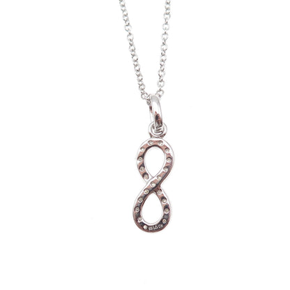 925 Sterling Silver Real Diamond Number 8 Infinity Cable Chain Necklace 18"