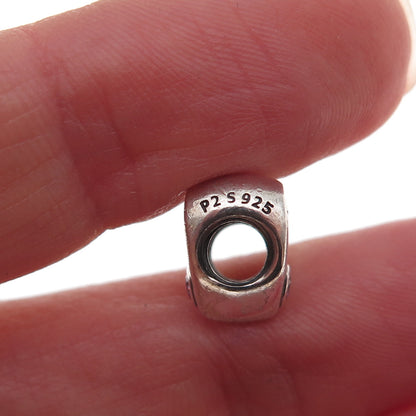Pandora 925 Sterling Silver Pink C Z Sister's Love Heart Slide Bead Charm