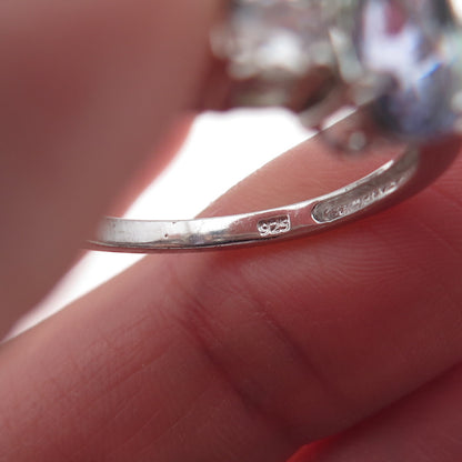 Chuck Clemency 925 Sterling Silver Real Iolite & White Topaz Ring Size 8