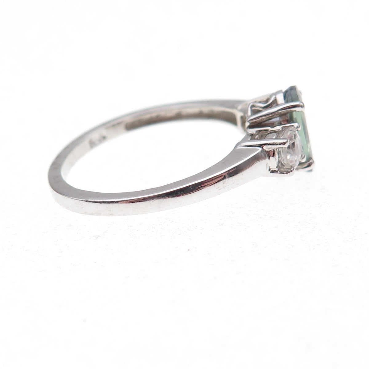 Chuck Clemency 925 Sterling Silver Real Iolite & White Topaz Ring Size 8