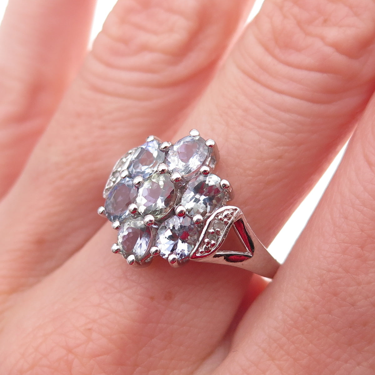 Chuck Clemency 925 Sterling Silver Real Diamond & Iolite Ring Size 8