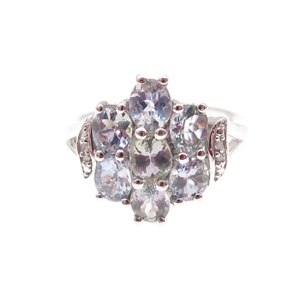 Chuck Clemency 925 Sterling Silver Real Diamond & Iolite Ring Size 8