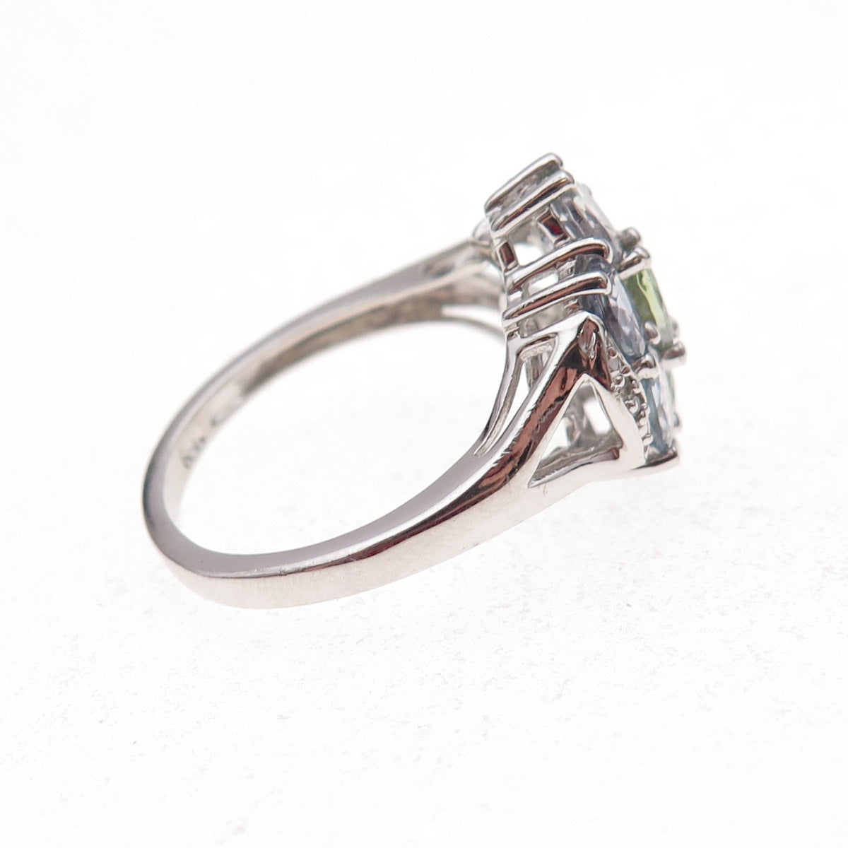 Chuck Clemency 925 Sterling Silver Real Diamond & Iolite Ring Size 8