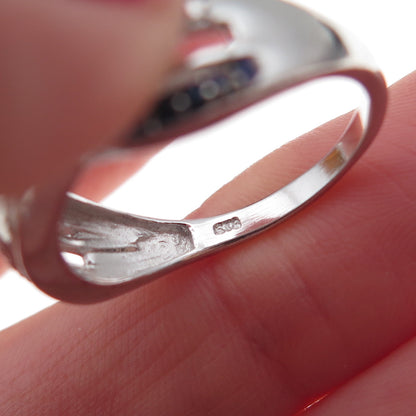 Chuck Clemency Sterling Silver Real Blue & White Diamond Crisscross Ring Size 8