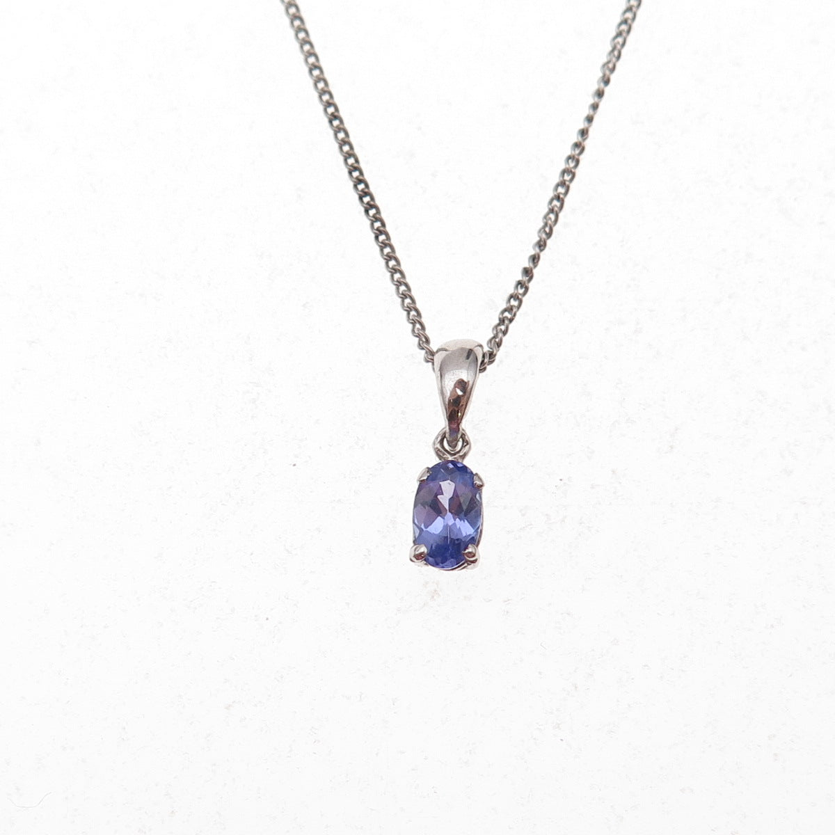 Chuck Clemency 925 Sterling Silver Real Tanzanite Curb Chain Necklace 20"