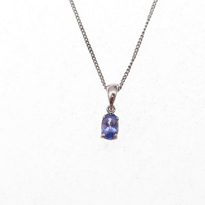 Chuck Clemency 925 Sterling Silver Real Tanzanite Curb Chain Necklace 20"