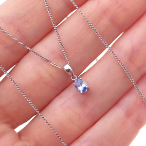 Chuck Clemency 925 Sterling Silver Real Tanzanite Curb Chain Necklace 20"