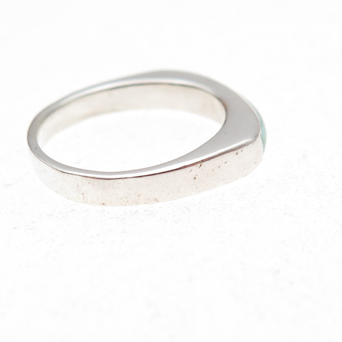 925 Sterling Silver Vintage Real Turquoise Modernist Ring Size 6.25