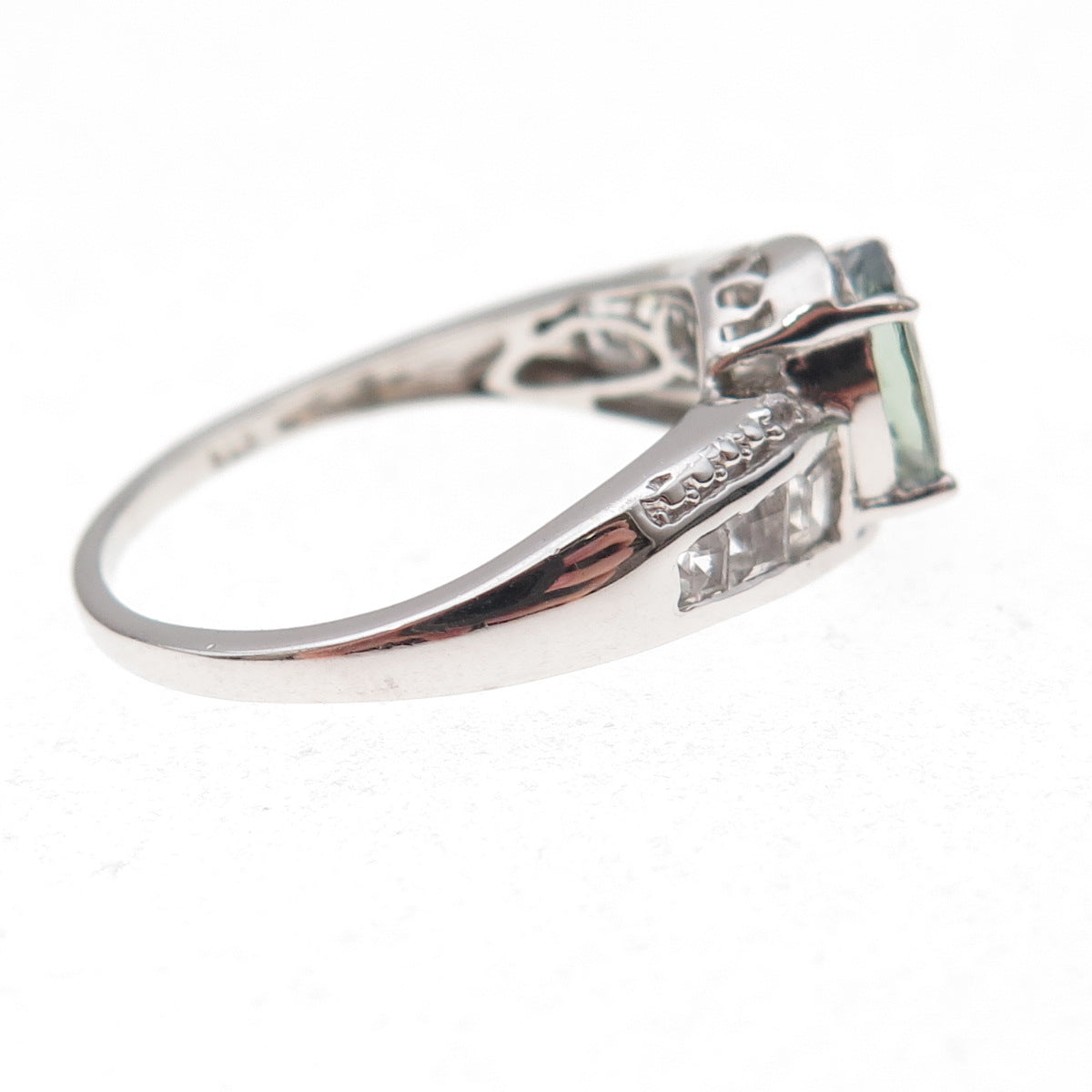 Chuck Clemency 925 Sterling Silver Real Iolite & White Topaz Ring Size 8.25