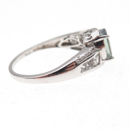 Chuck Clemency 925 Sterling Silver Real Iolite & White Topaz Ring Size 8.25