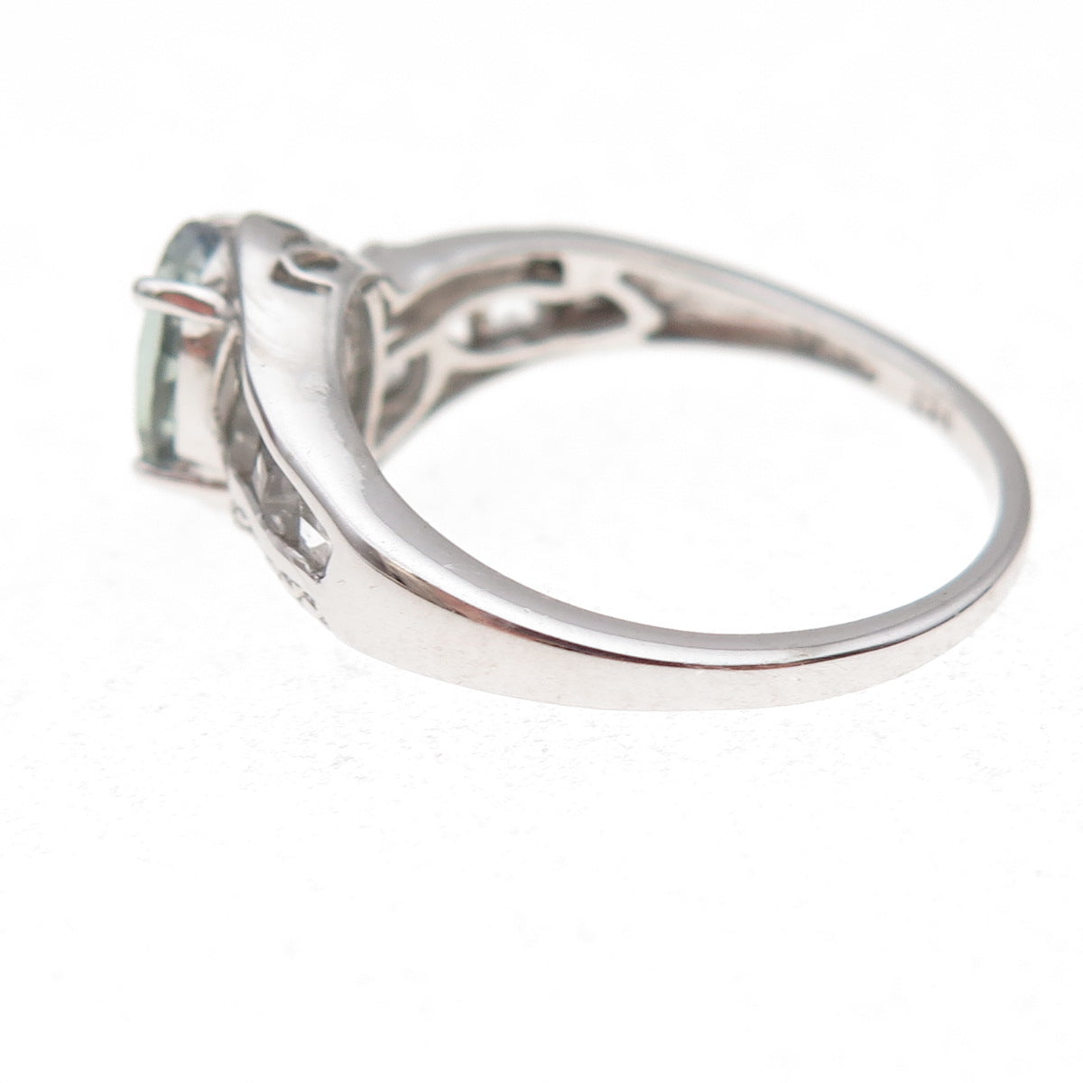 Chuck Clemency 925 Sterling Silver Real Iolite & White Topaz Ring Size 8.25