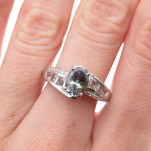 Chuck Clemency 925 Sterling Silver Real Iolite & White Topaz Ring Size 8.25