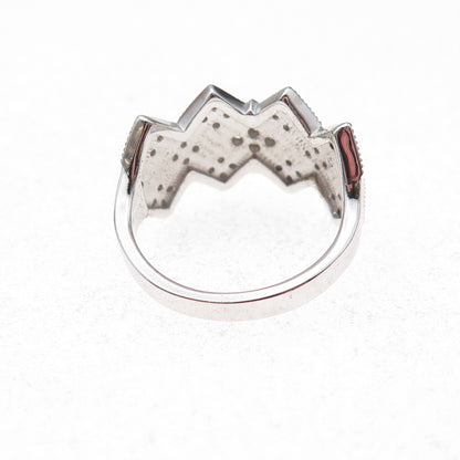 925 Sterling Silver Mexico Real Round-Cut Diamond Geometric Ring Size 7