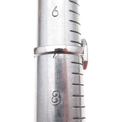 925 Sterling Silver Mexico Real Round-Cut Diamond Geometric Ring Size 7