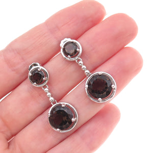 Atelier 925 Sterling Silver Mexico Real Smoky Quartz Dangle Earrings