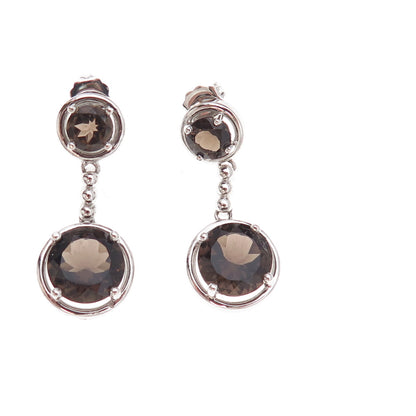Atelier 925 Sterling Silver Mexico Real Smoky Quartz Dangle Earrings