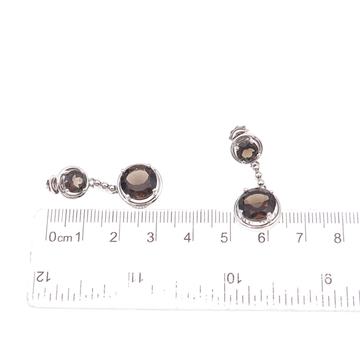 Atelier 925 Sterling Silver Mexico Real Smoky Quartz Dangle Earrings