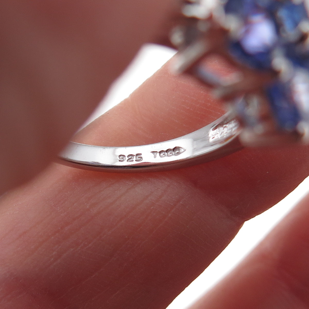 Chuck Clemency 925 Sterling Silver Real Tanzanite & White Topaz Ring Size 8