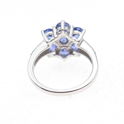 Chuck Clemency 925 Sterling Silver Real Tanzanite & White Topaz Ring Size 8
