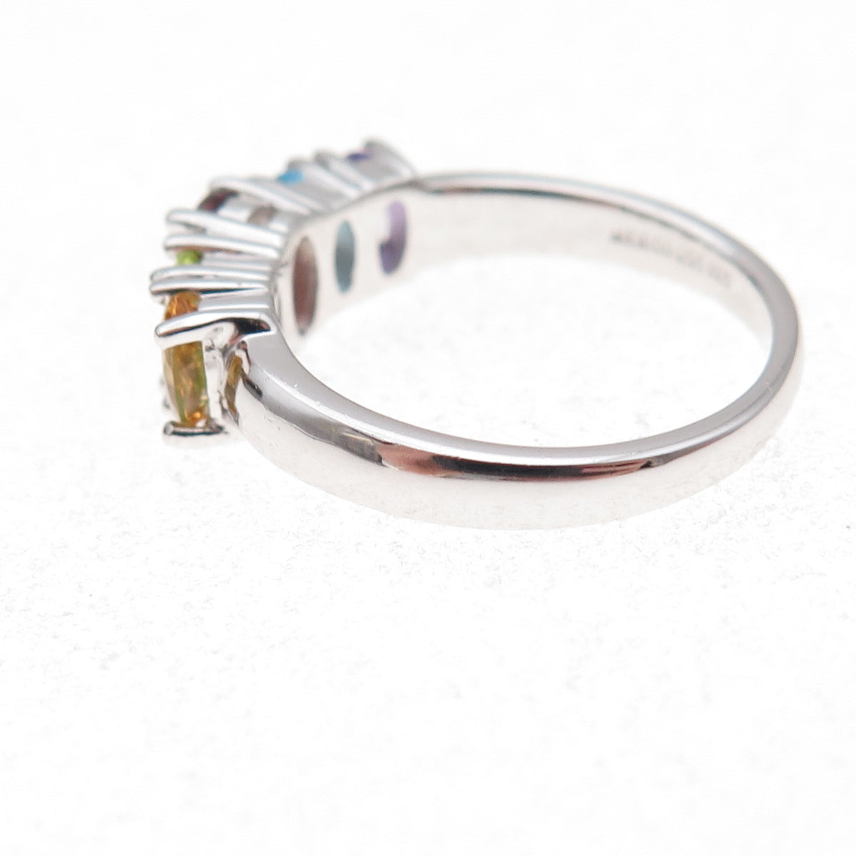 925 Sterling Mexico Real Blue Topaz Garnet Amethyst Peridot Citrine Ring Size 7