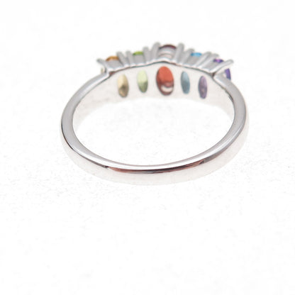 925 Sterling Mexico Real Blue Topaz Garnet Amethyst Peridot Citrine Ring Size 7