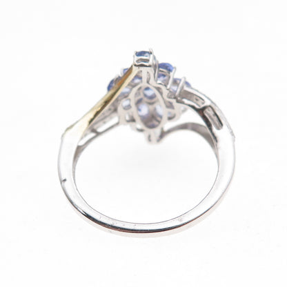 Chuck Clemency 925 Sterling Silver Real Oval & Pear-Cut Tanzanite Ring Size 8