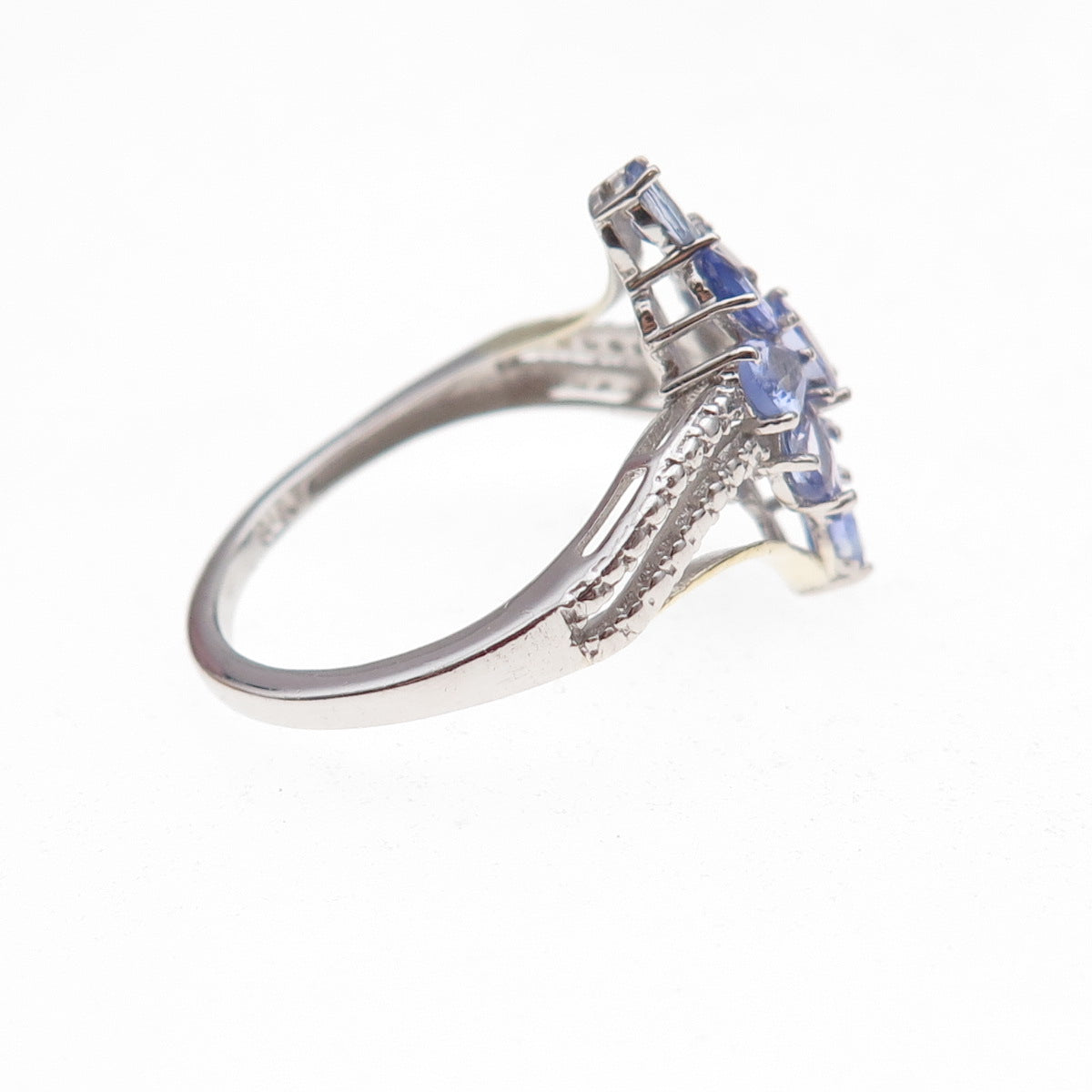 Chuck Clemency 925 Sterling Silver Real Oval & Pear-Cut Tanzanite Ring Size 8