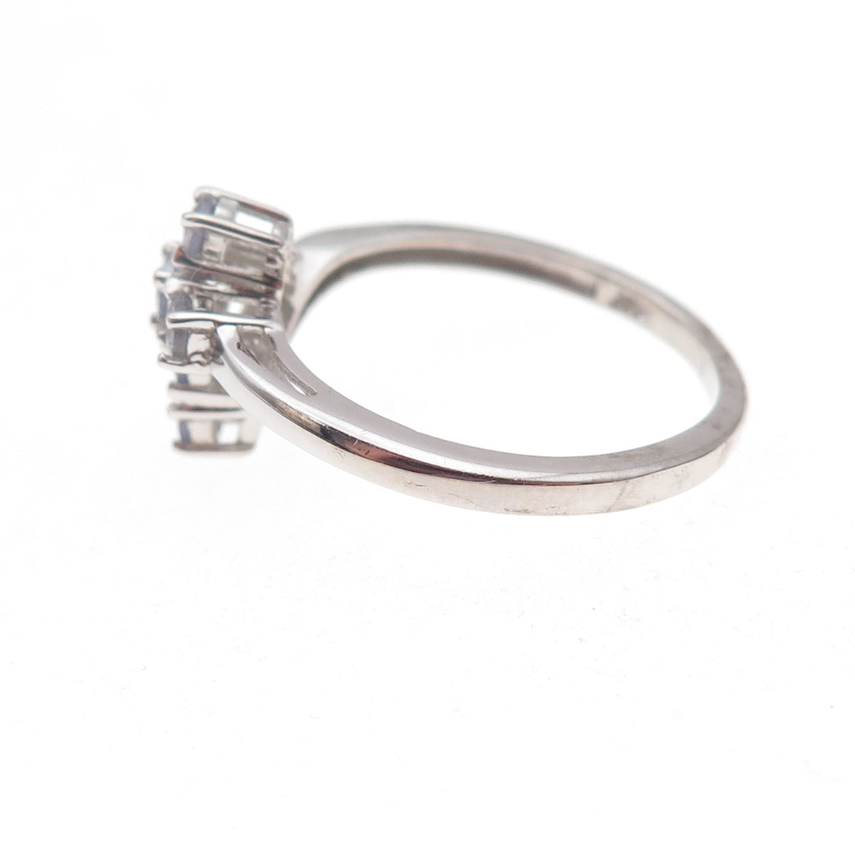 Chuck Clemency 925 Sterling Silver Real Round-Cut Iolite Cross Ring Size 8