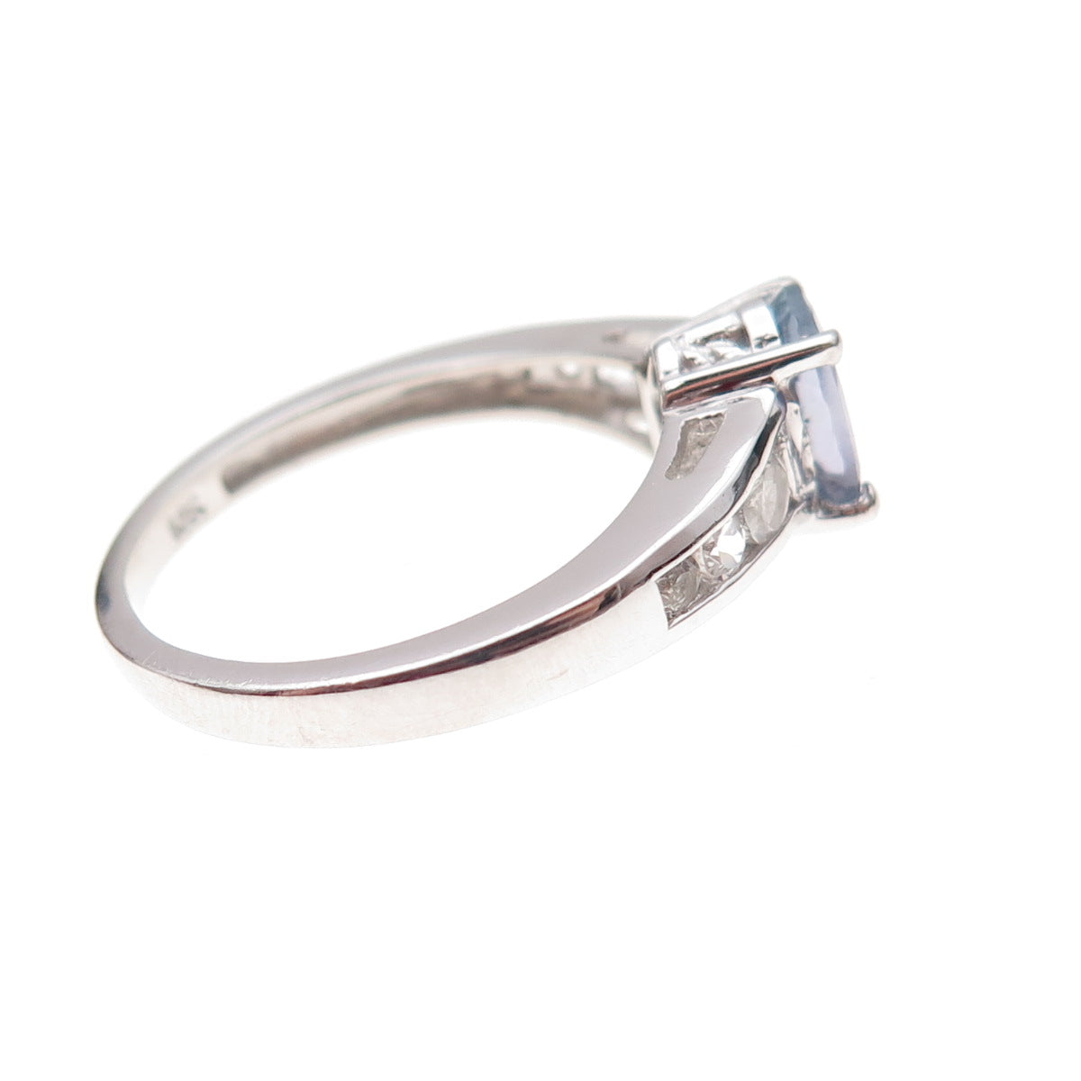 Chuck Clemency 925 Sterling Silver Real Iolite & White Topaz Ring Size 8.25