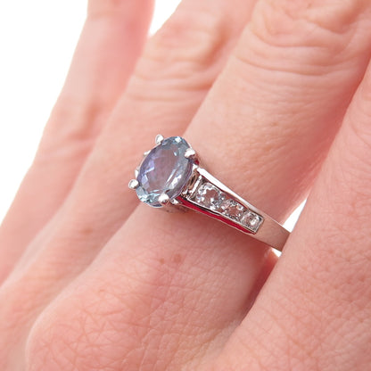 Chuck Clemency 925 Sterling Silver Real Iolite & White Topaz Ring Size 8.25