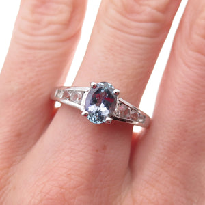 Chuck Clemency 925 Sterling Silver Real Iolite & White Topaz Ring Size 8.25