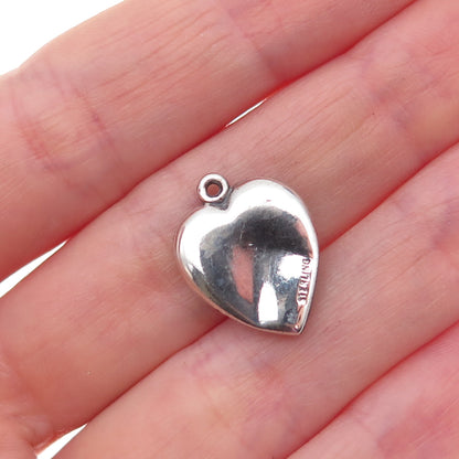 925 Sterling Silver Antique Art Deco Enamel Floral Heart Chatelaine Pendant