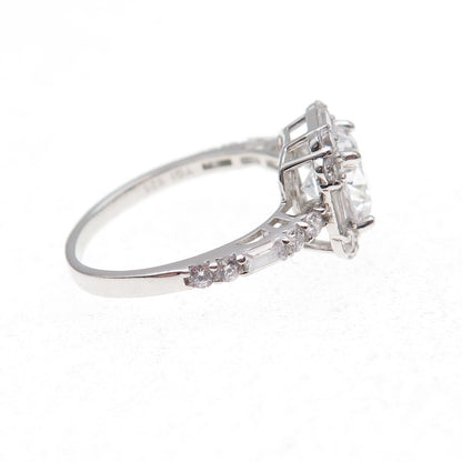 925 Sterling Silver Round & Emerald-Cut C Z Engagement Ring Size 7.25