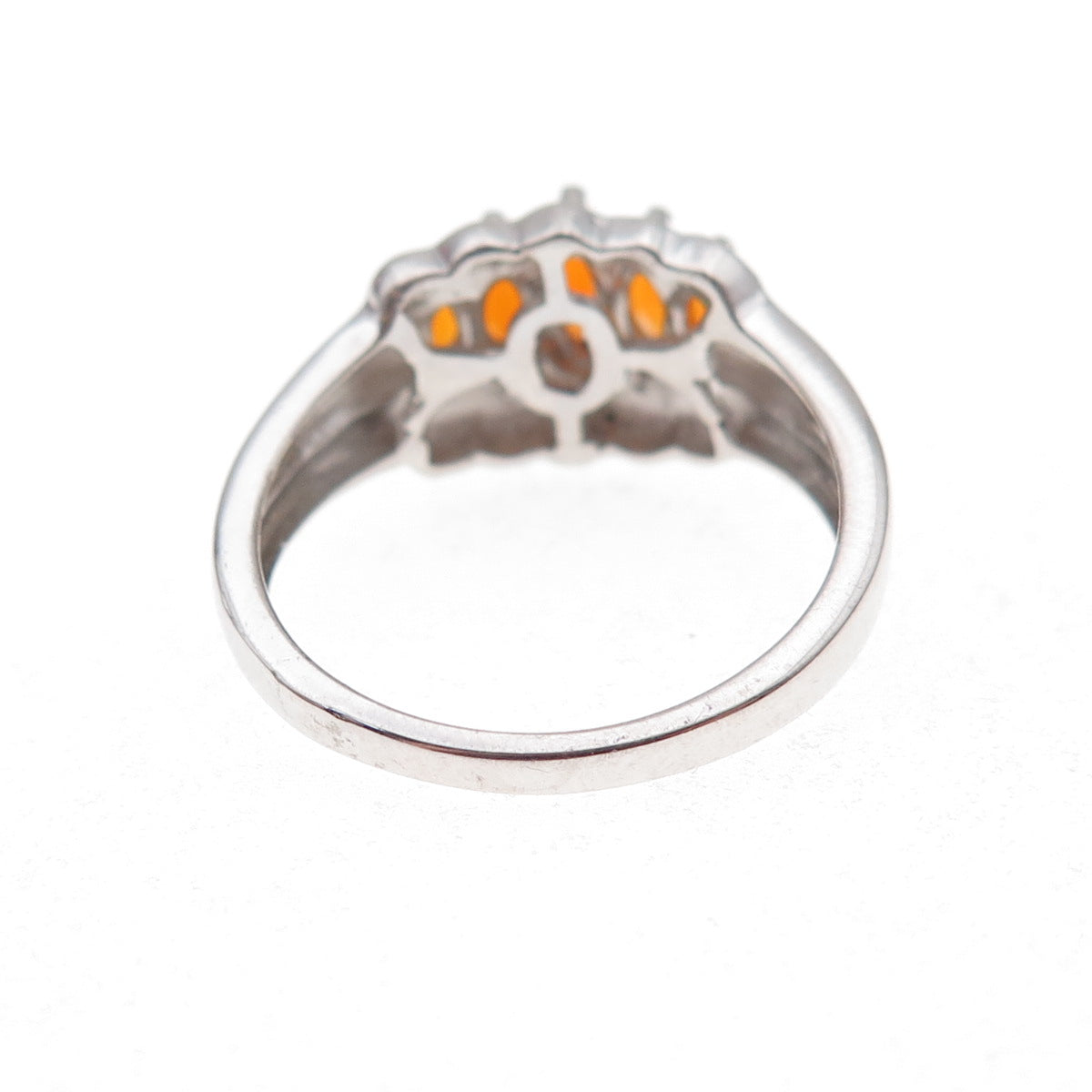 Chuck Clemency 925 Sterling Silver Real Marquise-Cut Fire Opal Ring Size 8.25