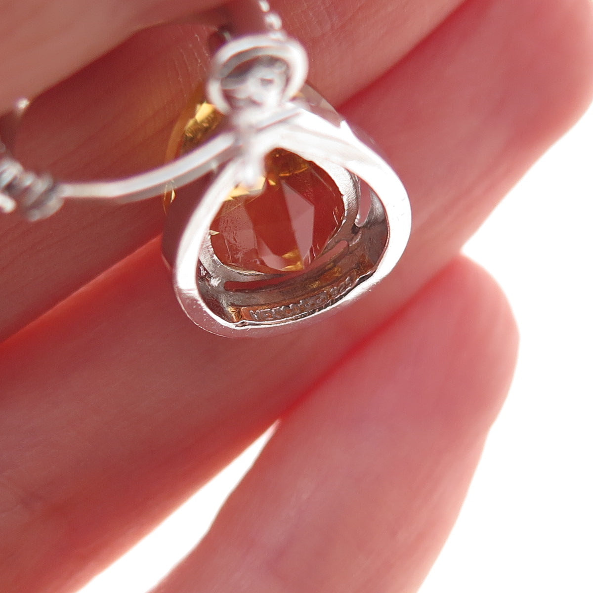 925 Sterling Silver Mexico Real Pear-Cut Citrine Dangle Earrings