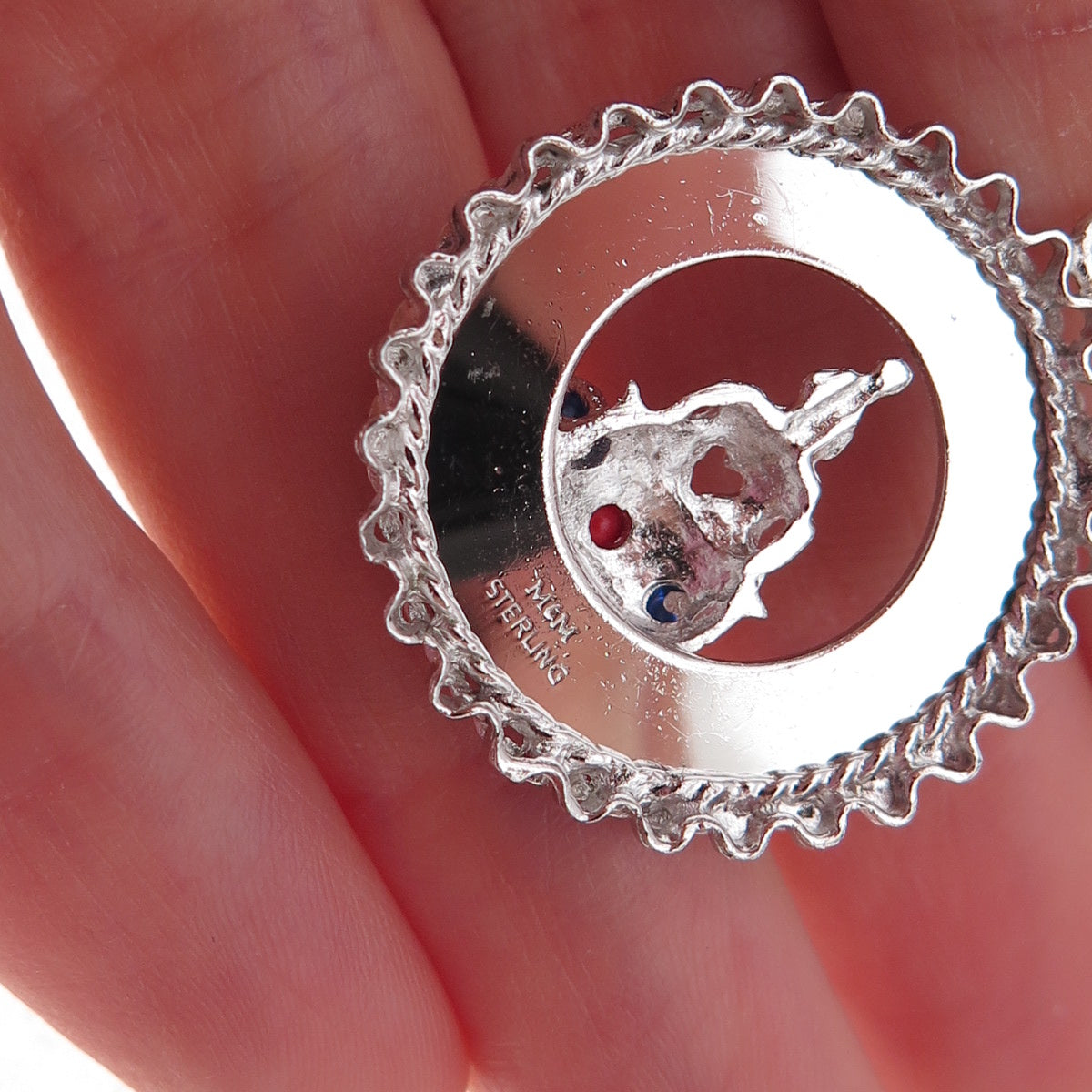 Mark Mercy 925 Sterling Silver Vintage Rhinestone Happy Birthday Charm Pendant