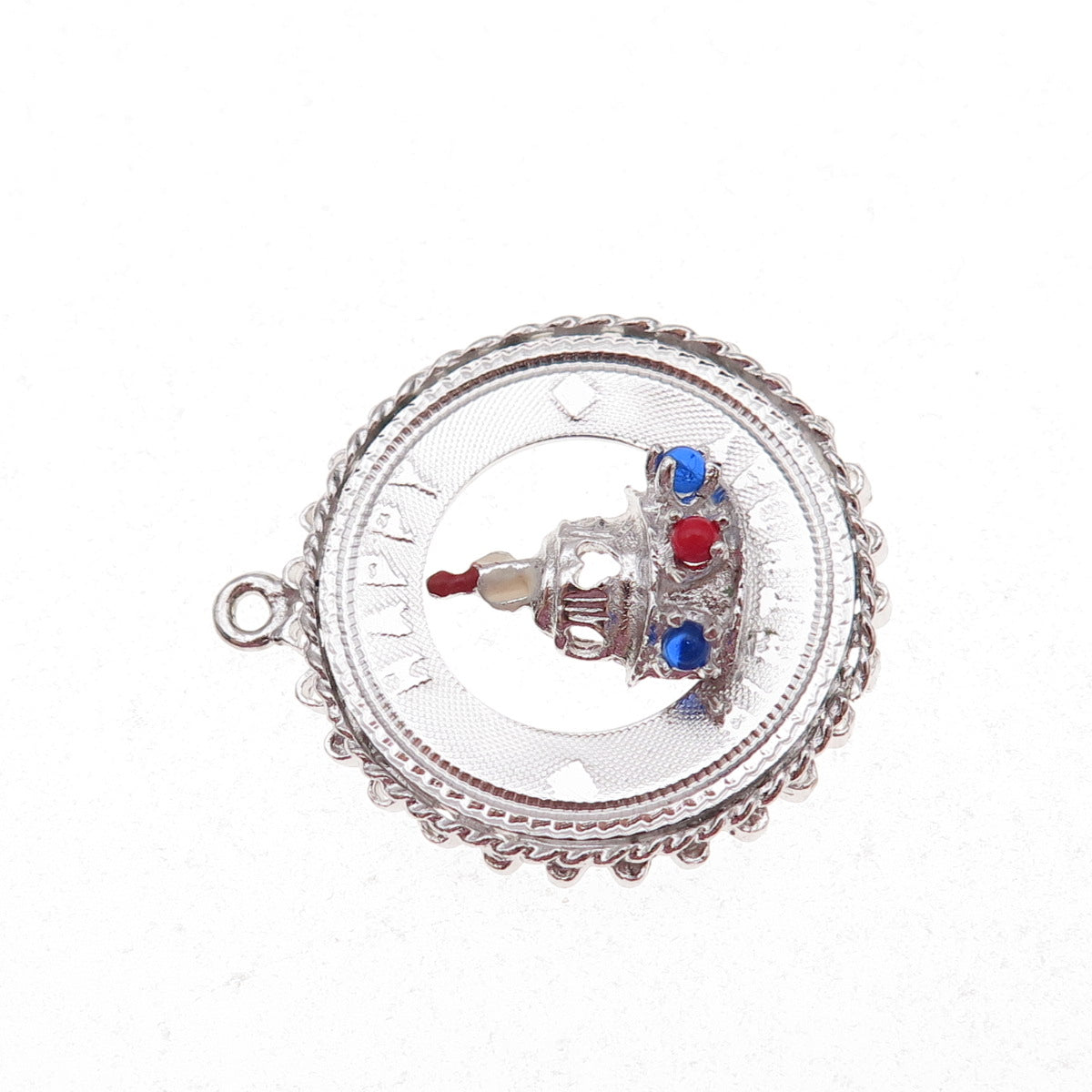 Mark Mercy 925 Sterling Silver Vintage Rhinestone Happy Birthday Charm Pendant