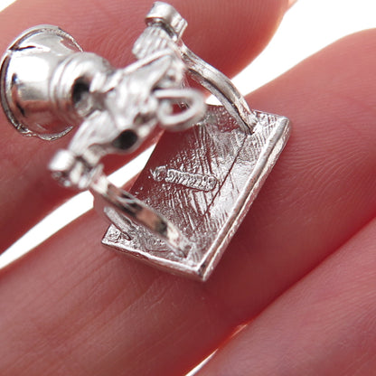 925 Sterling Silver Vintage Liberty Bell 3D Charm Pendant