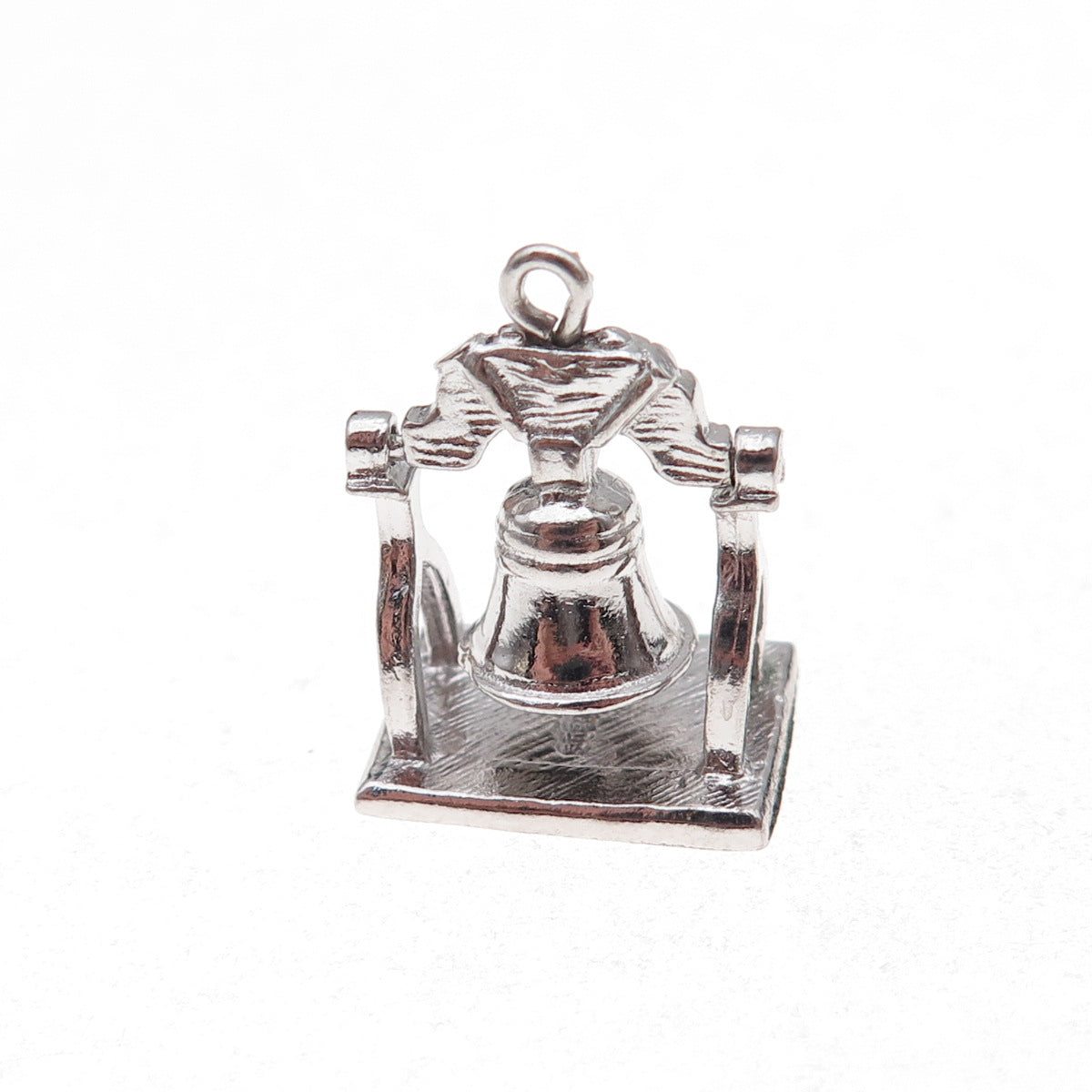 925 Sterling Silver Vintage Liberty Bell 3D Charm Pendant