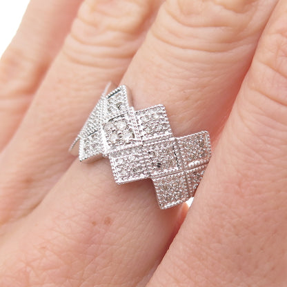925 Sterling Silver Mexico Real Round-Cut Diamond Ring Size 7