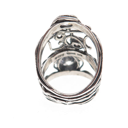 Didae 925 Sterling Silver Vintage Israel C Z Modernist Oxidized Ring Size 6.75