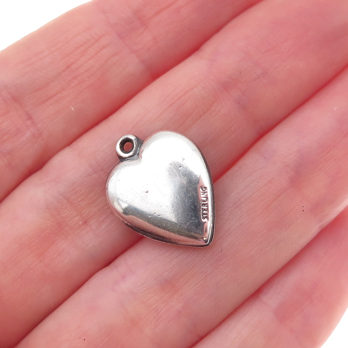 925 Sterling Silver Antique Art Deco Calla Lily Heart Chatelaine Charm Pendant