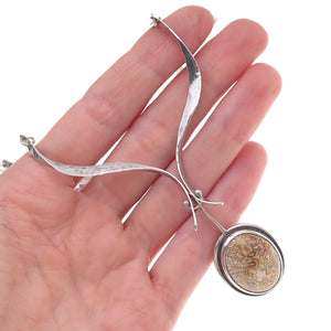 Old Pawn 925 Sterling Silver Vintage Crazy Lace Agate Tribal Chain Necklace 16"