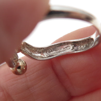 925 Sterling Silver 14K Gold Vintage Modernist Adjustable Ring Size 8.75