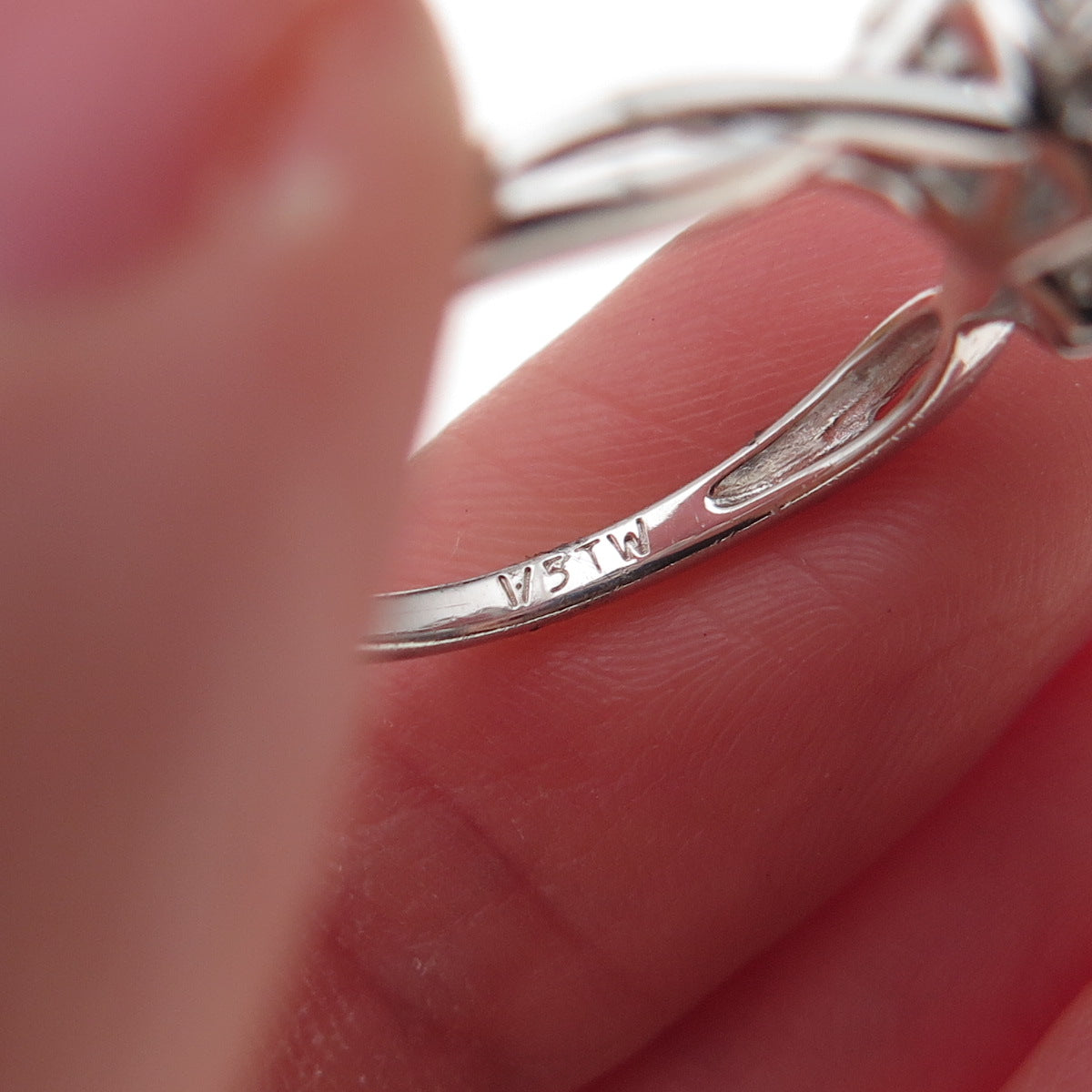 Sai 925 Sterling Silver Real Round-Cut Diamond Ring Size 7