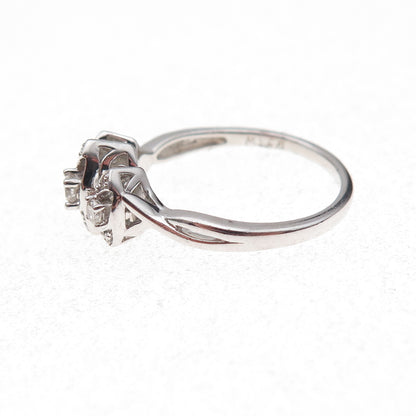 Sai 925 Sterling Silver Real Round-Cut Diamond Ring Size 7