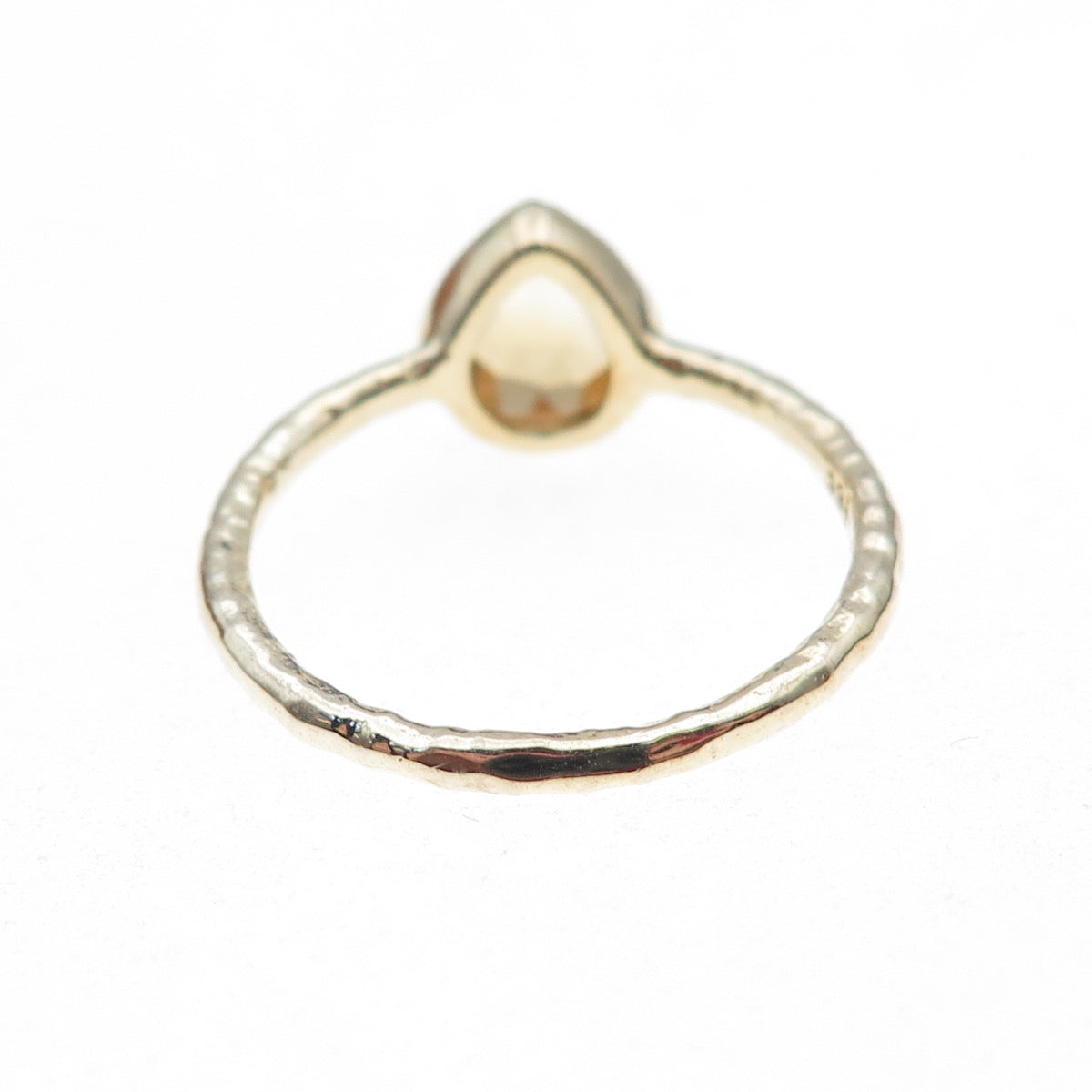 925 Sterling Silver Gold Plated Real Pear-Cut Citrine Ring Size 8.5