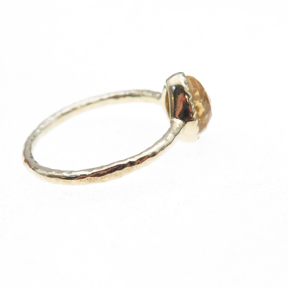 925 Sterling Silver Gold Plated Real Pear-Cut Citrine Ring Size 8.5