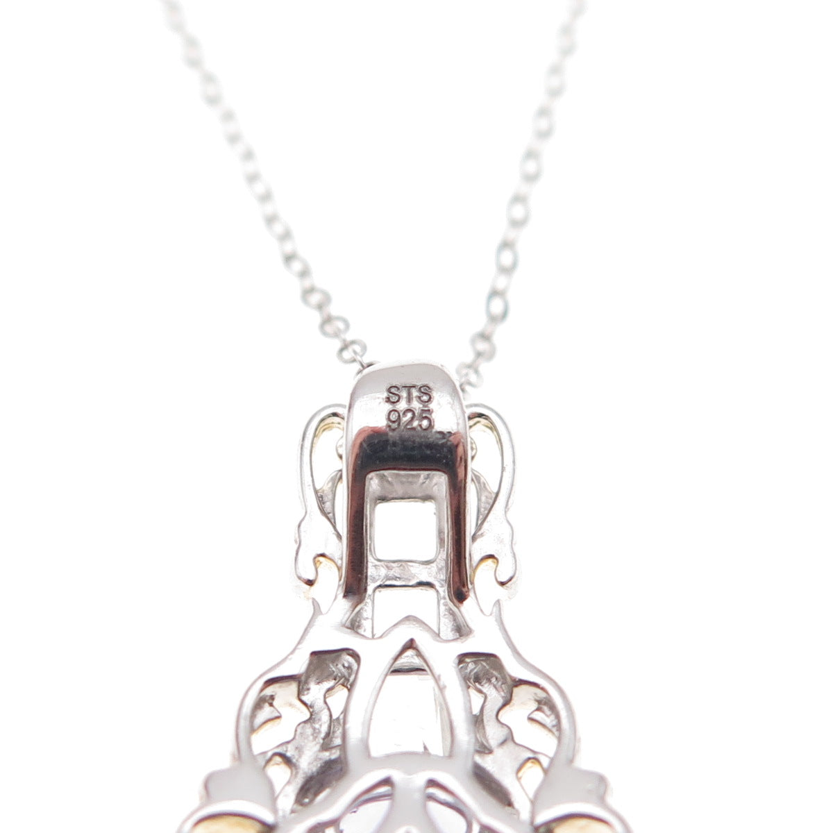 Chuck Clemency Sterling 2-Tone Real Tanzanite & White Topaz Chain Necklace 20"